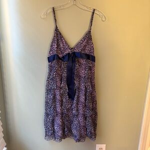 BCBG MaxAzria Dress 4 Silk Y2K Fairy Ruffle Purple Geometric Bow Delicate Femme